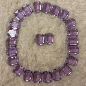 Swarovski Millenia Necklace, Oversized Crystals, Octagon Cut, Violet/ Rhodium